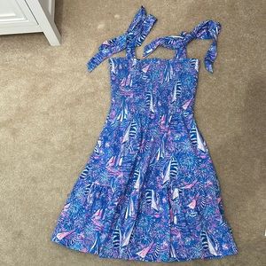 Women’s Lilly Pulitzer Smocked Tie Strap Sleeveless Dress Size Small NWT